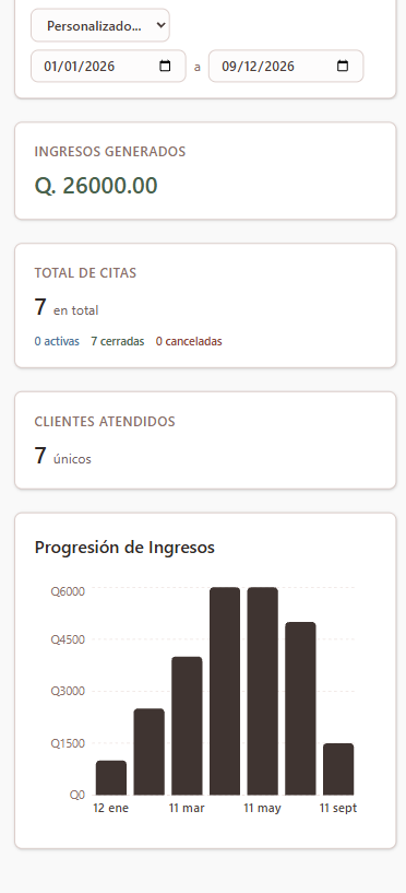 Panel de ingresos